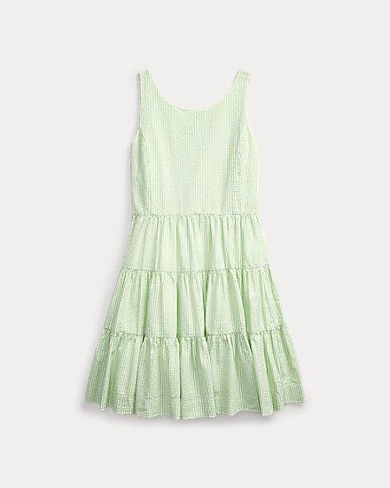 Tiered Cotton Seesucker Dress By Ralph Lauren